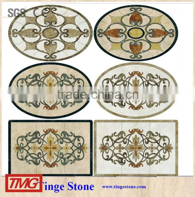 Waterjet round shape marble floor tiles designs on sale
