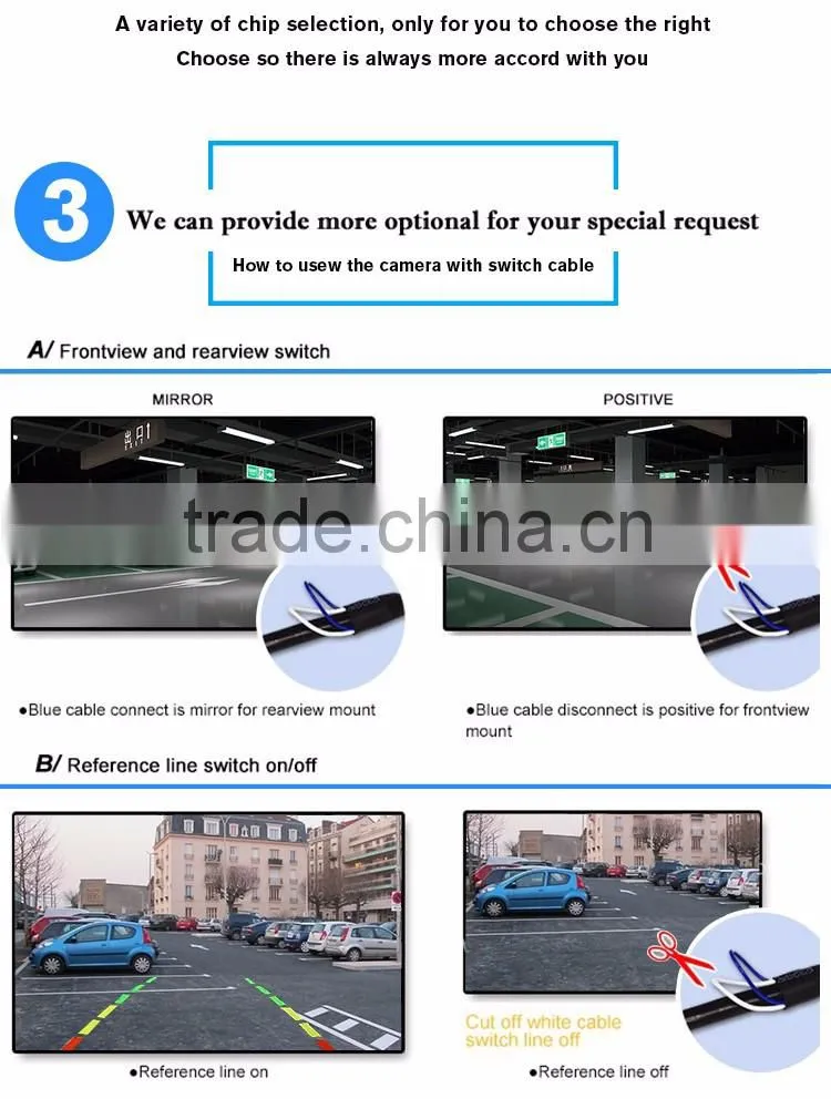 Metal Housing Korea Style 1089 chip car rear view camera with 8 Led