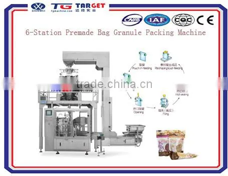2016 New Design 6-Station Premade Bag Granule Packaging Machine with best price