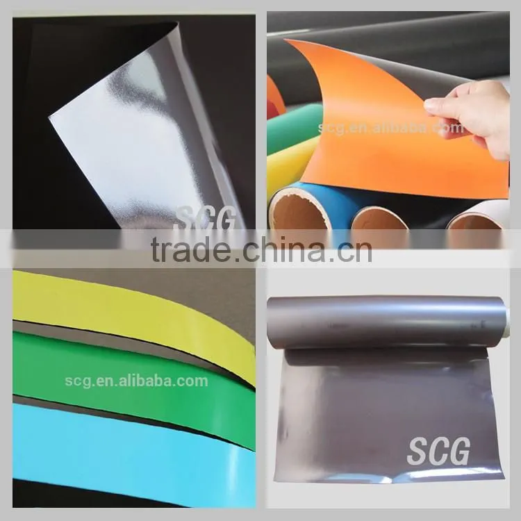 Isotropic rubber magnet with colorful PVC backing