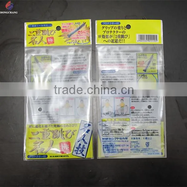 Custom printed resealable self seal opp packing bag with hanging hole header