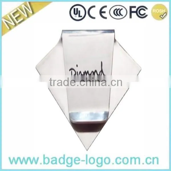 High-quality stainless steel logo money clip/ stainless steel money clip supplier