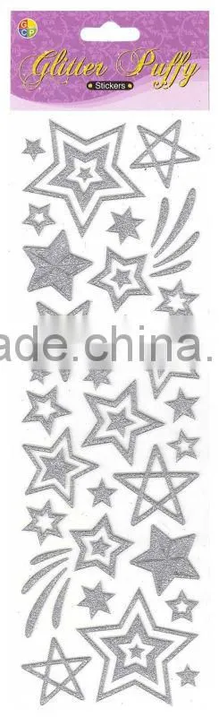 Fashional Decorative 3D Glitter Puffy Sticker For Kids