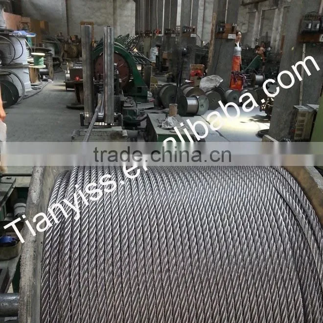 316 ,304 Stainless steel wire rope 1x19 7x7 7x19