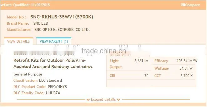 UL DLC list 5 years warranty 35w low watt led retrofit kit with die-casting aluminum replacement for 100w Mental Halide lamp