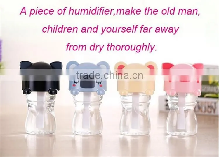 Home office travel usb portable cartoon bottle led light humidifier/essential oil diffuser for aromatherapy