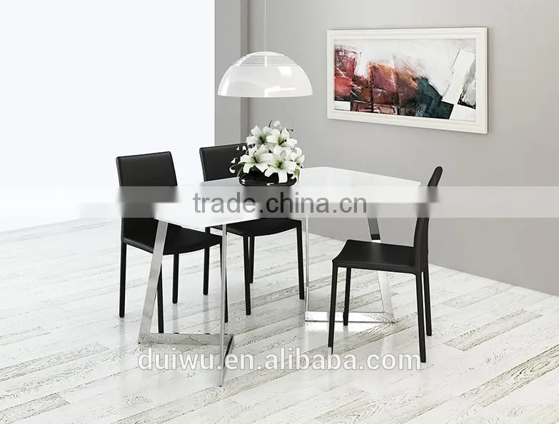 Dining room white marble top stainless steel frame dining table