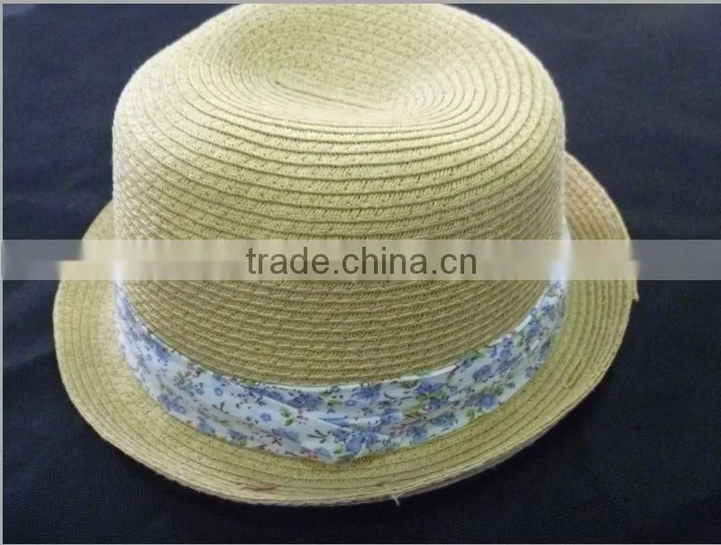 2014 Girls paper straw trilby hat