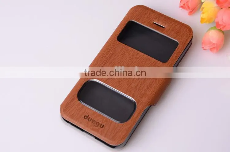Double Sided Leather Case with Window for iphone 5 Case non Transparent