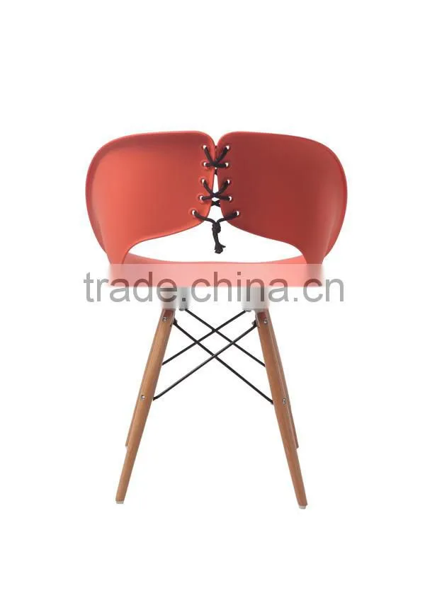 Molded Color Plastic Chair with Wood Eiffel Legs Plastic Chair HC-N018