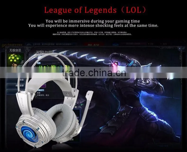 BENWIS H200 gaming headset stereo surround sound usb pc computer vibration game headset with microphone voice control led light