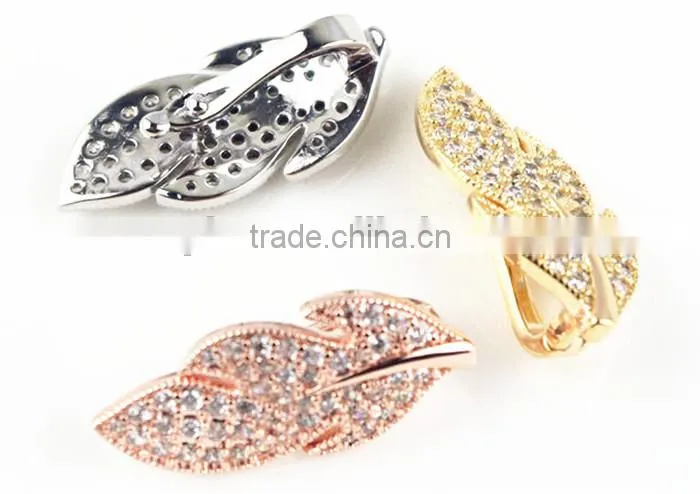Leaf shape pendant silver pendant rhodium platting micro pave zircon pendant