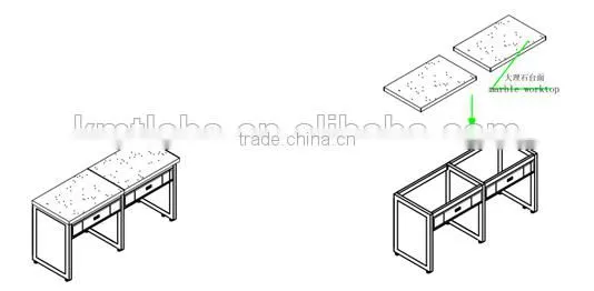 Electro--Galvanized Steel Fabrication Chemistry Lab Vibrating Table With Marble Stone Worktop