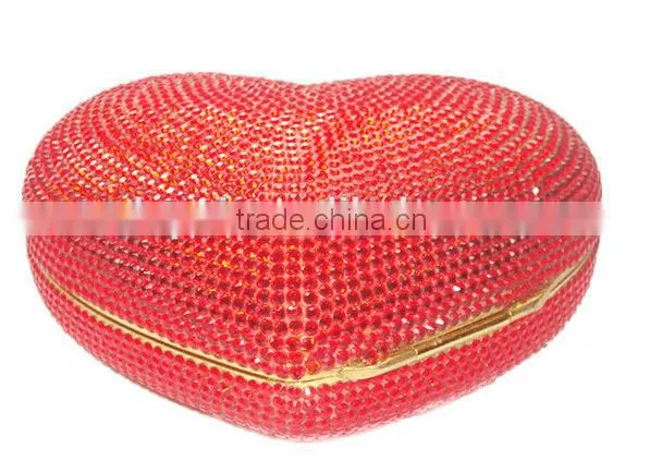 Latest fashion full diamond heart-shaped evening bag