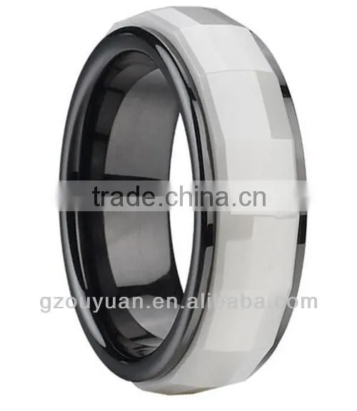Men's and Women's Black and White Ceramic Wedding Band Ring