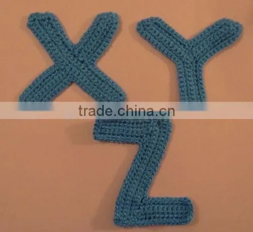 Hand crocheted letters ABC in violet- applique, embellishment, craft