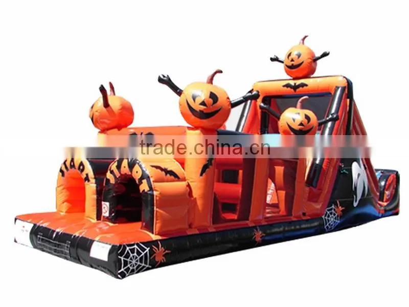 inflatable pumpkin obstacle course,obstacle slides
