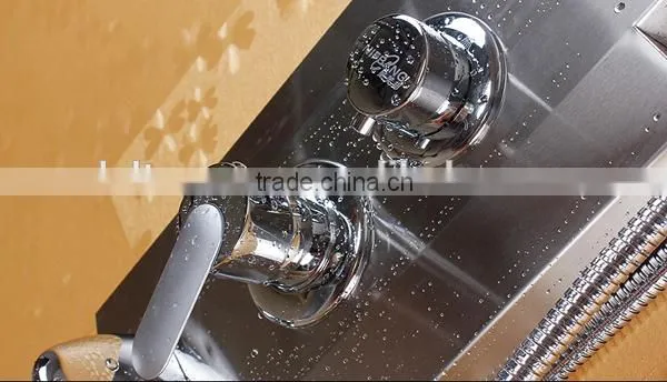 shuikou faucet factory square shower panel, bathroom massage shower panel, themostatic brass/stainless steel shower set