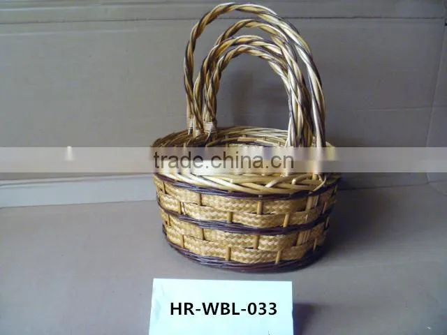 natural color 4 sets willow storage basket with handle