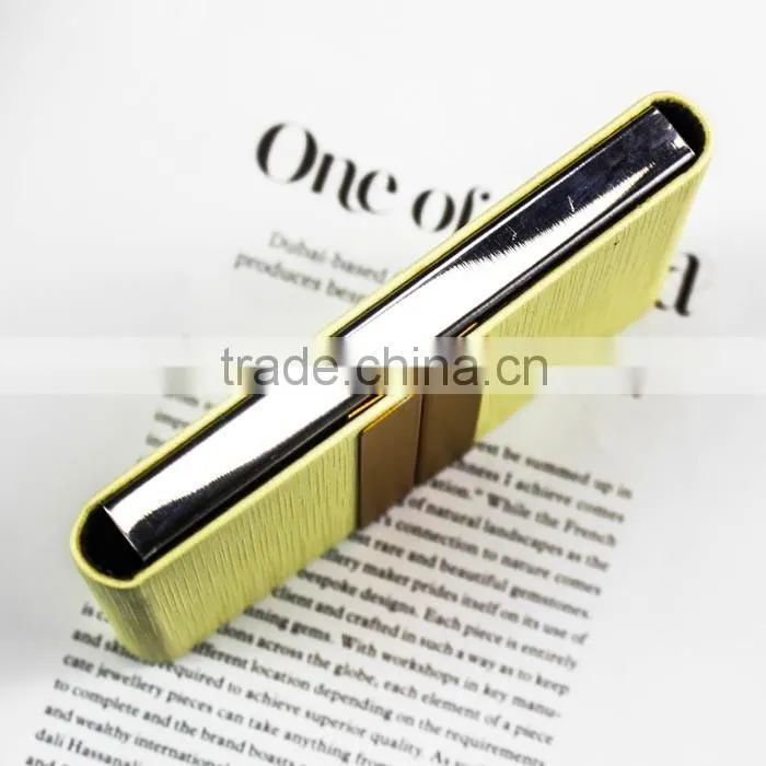 Foldable two sides PU leather business name card holder 4" vertical for credit card and name card