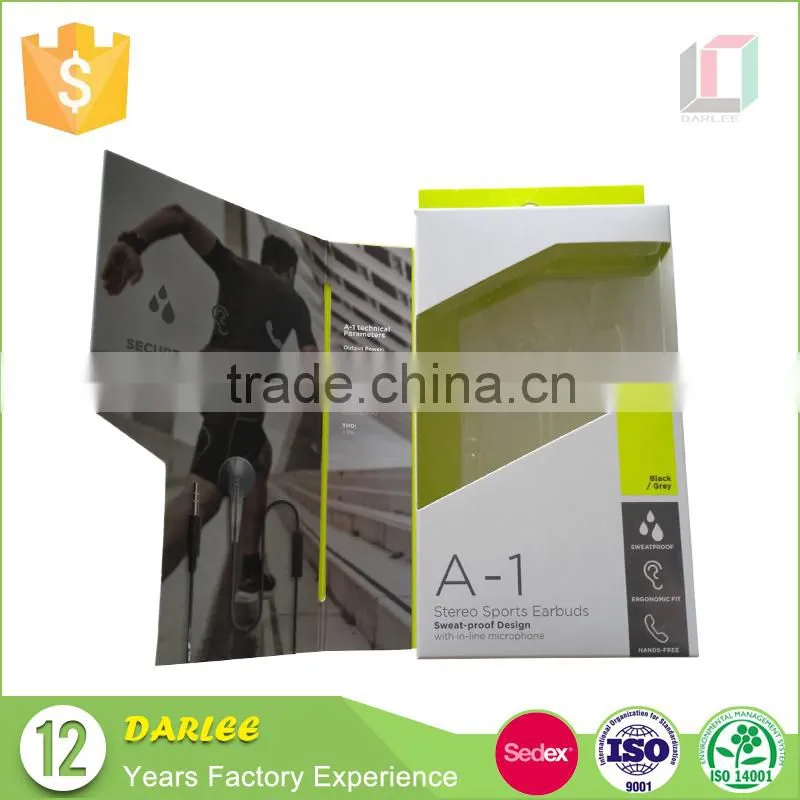 Hot sale book shaped paperboard magnetic clamshell box for earphones