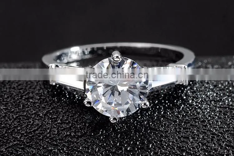 Women's jewelry silver plating white zircon luxury adjustable engagement rings