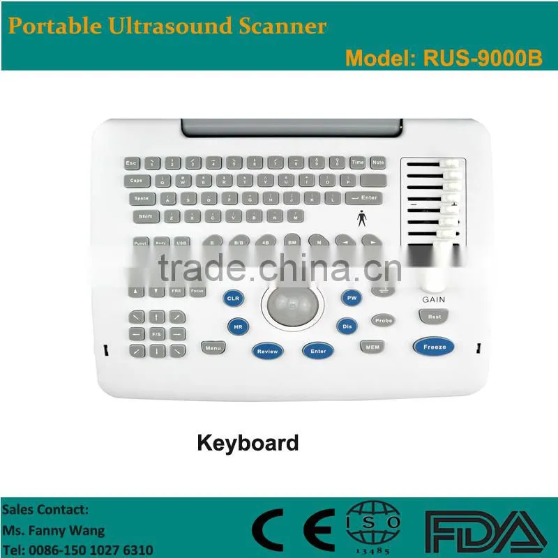 Factory price!CE approved Notebook B-Mode Ultrasound Scanner with 3.5Mhz multi-frequency convex probe RUS-9000B