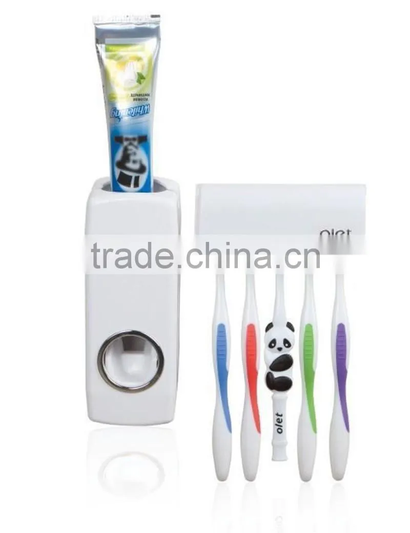 Toothpaste Dispenser Wall Mounted Automatic Toothpaste Squeezer Toilet Brush Holder Hands Free Dust-proof Toothpaste Squeezer