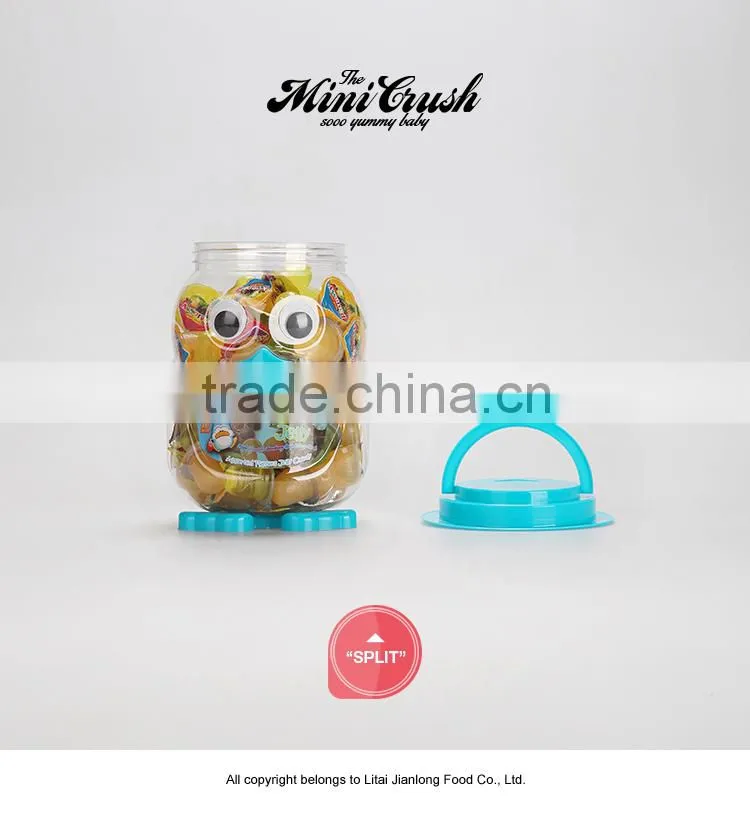 China wholesale snacks!100pcs assorted mini cup jelly candy in cute animal jar