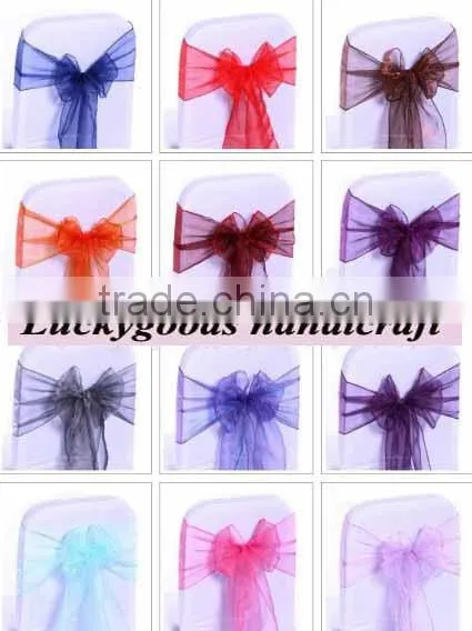 wholesale Fancy purple organza wedding chair sashes