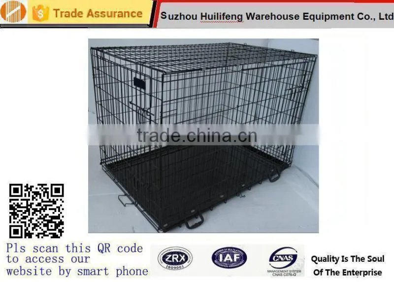 2 Door Pet Cage Folding Dog Cat Crate Cage Kennel w/ABS Tray