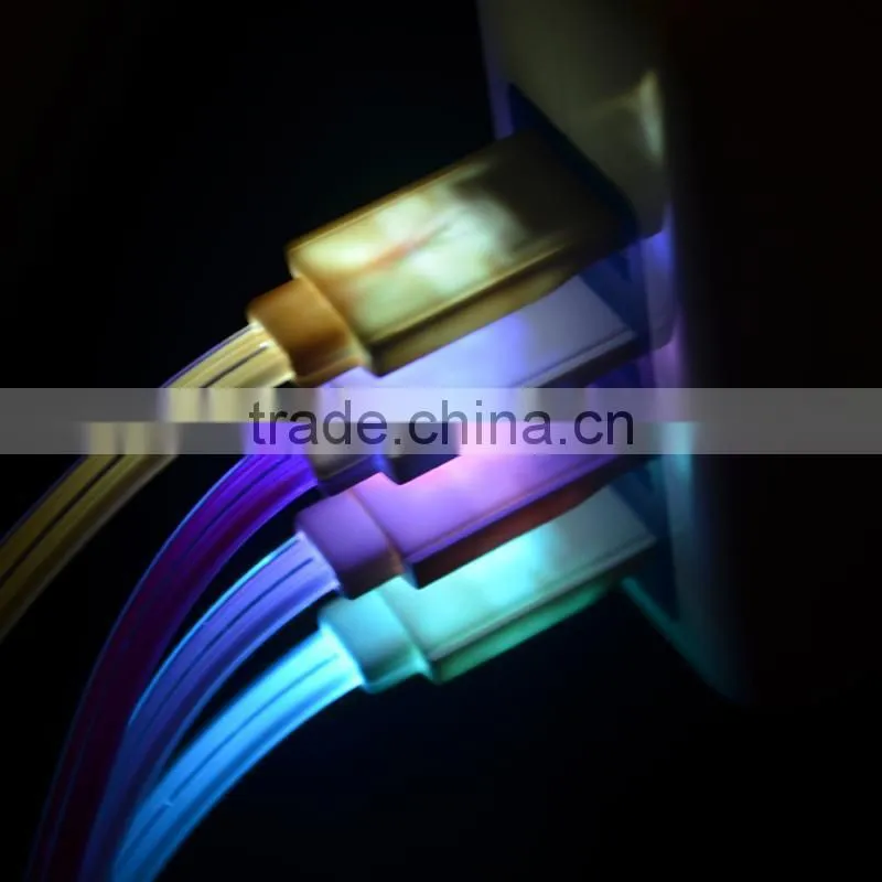 1m LED USB Cable Micro USB Cable With Led Light for iPhone Smile Face USB data charging cable charger lines for iphone 4 4s