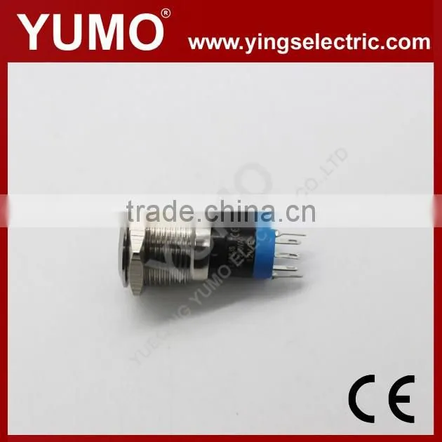 LA16JS 16mm momentary/alternate Stanless Steel/brass crust material 3A/250VAC 5 pin metal button push button switch
