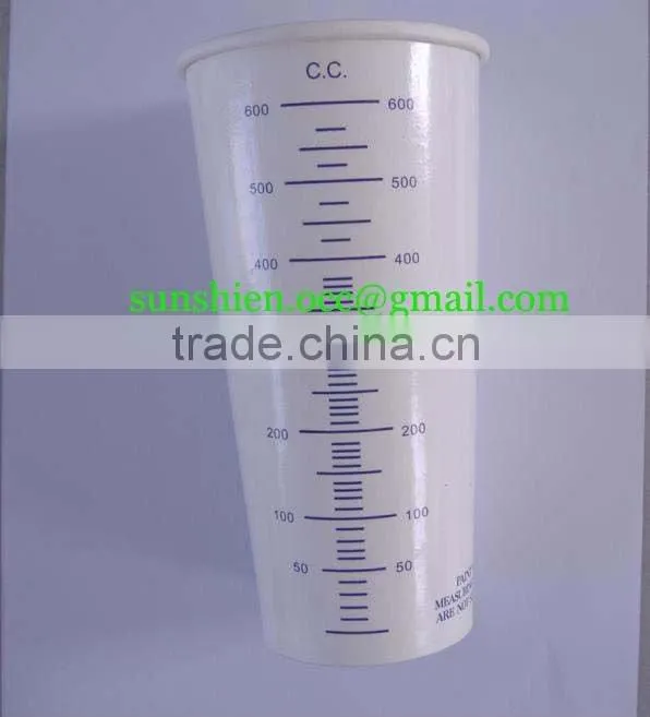 Silicon free plastic/paper paint calibrated mixing cups