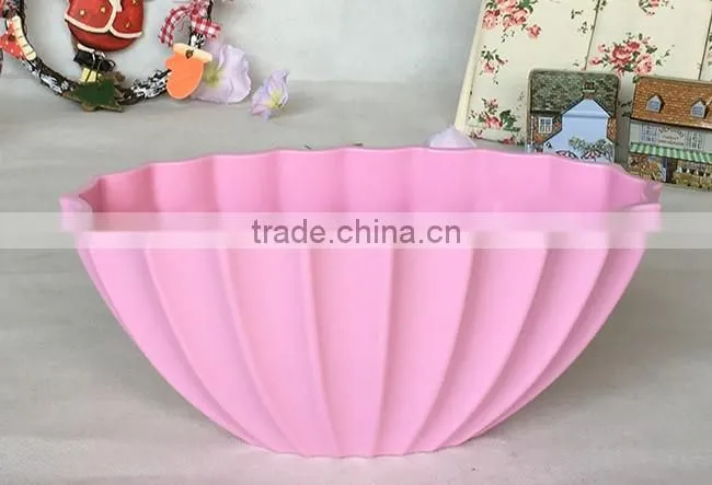 New design attractive shell type colorful decorative plastic plant pots