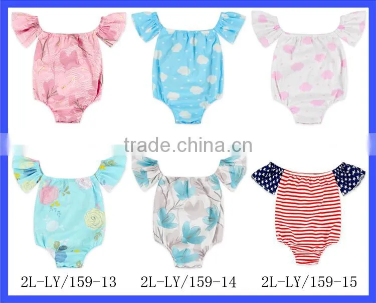 infant baby floral cotton boho short sleeve romper open snap crotch bodysuit