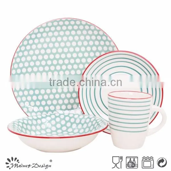 2017 New design ceramic stoneware crockery pad printing dinnerware set