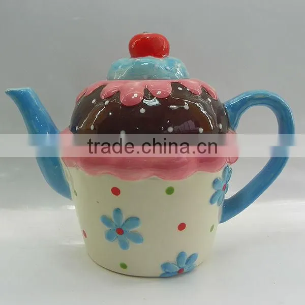 Factory direct wholesale cupcake design ceramic teapot set