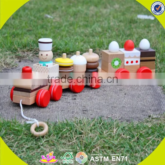 wholesale lovely wooden elephant pull car toy high quality wooden elephant pull car toy W05B034