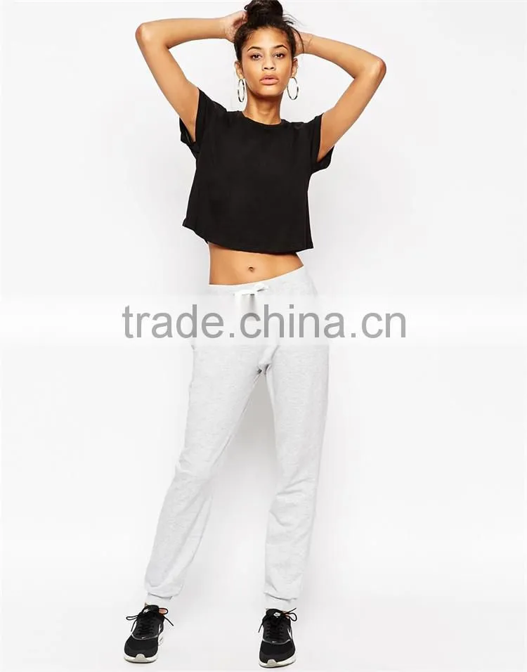 Womens new fashion casual grey jogger sweatpants blank