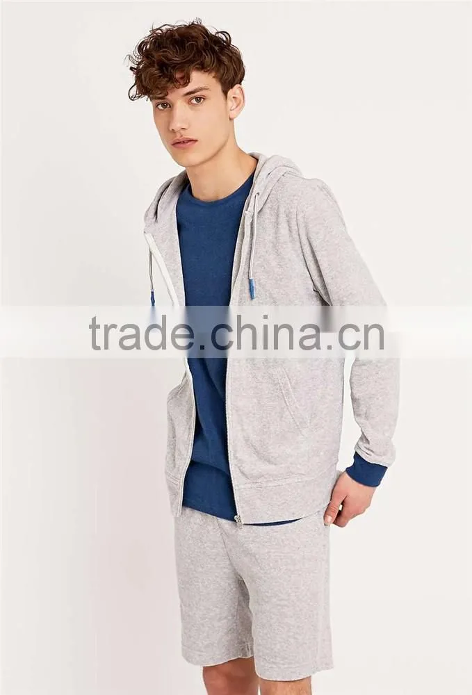Thin hoodie with string blank pullover grey wholesale plain zip hoodies