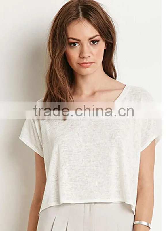2015 Hot sale women wear knit crop top loose top