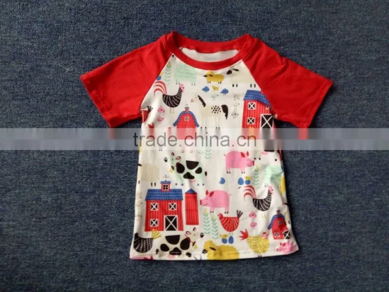 2017 newest pattern raglan t shirts for boy t shirts wholesale kids ruffle raglan