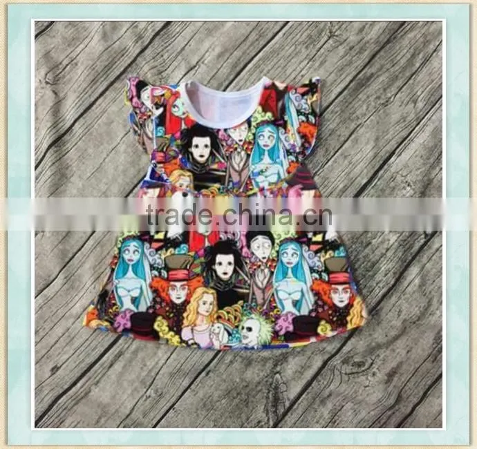 New design kids trendy dress patterns various fishes cartoon designs children clothing 2017 baby girls dress
