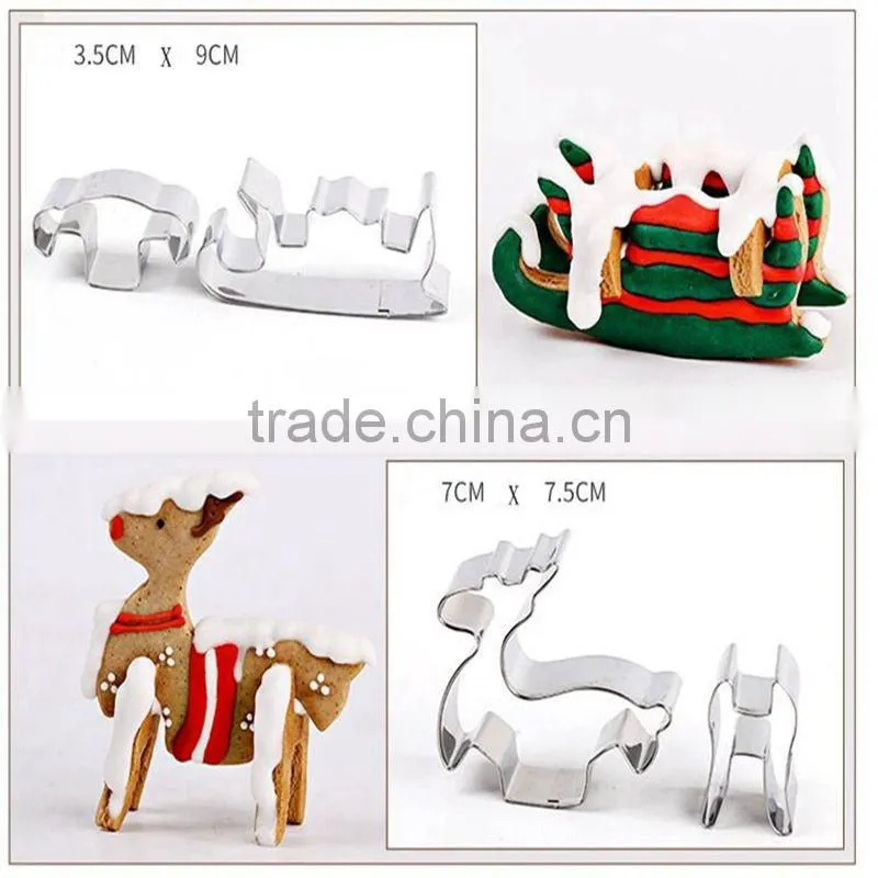 8PCS/ Set 3D Christmas Biscuit Mold Stainless Steel Cookie Cutter Sugar Cake Mold DIY Baking Tools