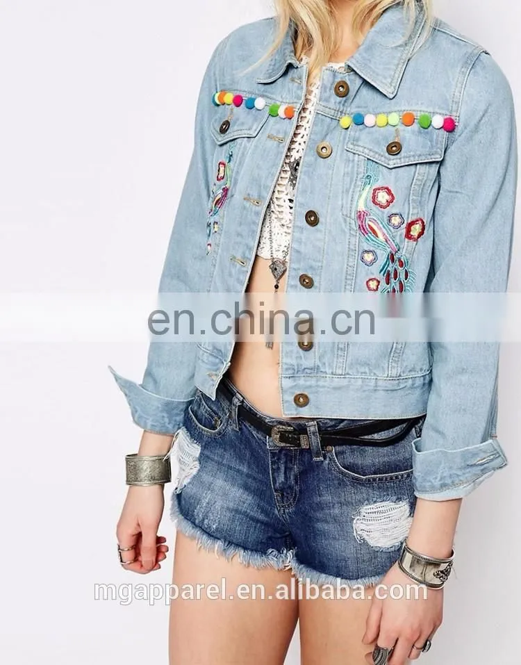 New fashion jackets embroidery designs embroidery jean jacket wholesale