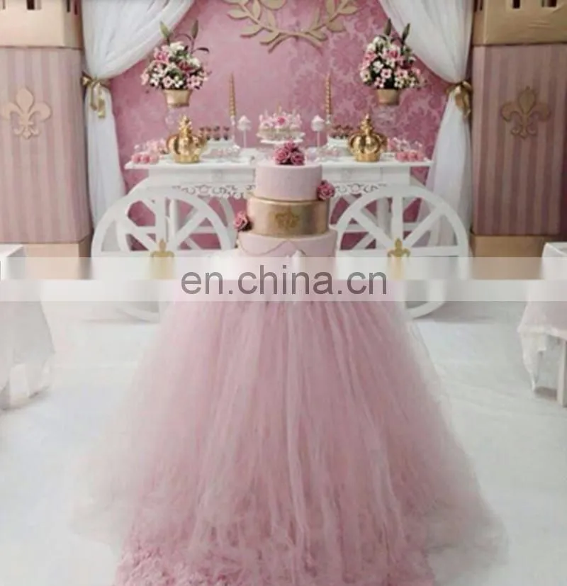 Fancy New Design Pink Dreamlike Tulle Tutu Table Skirt