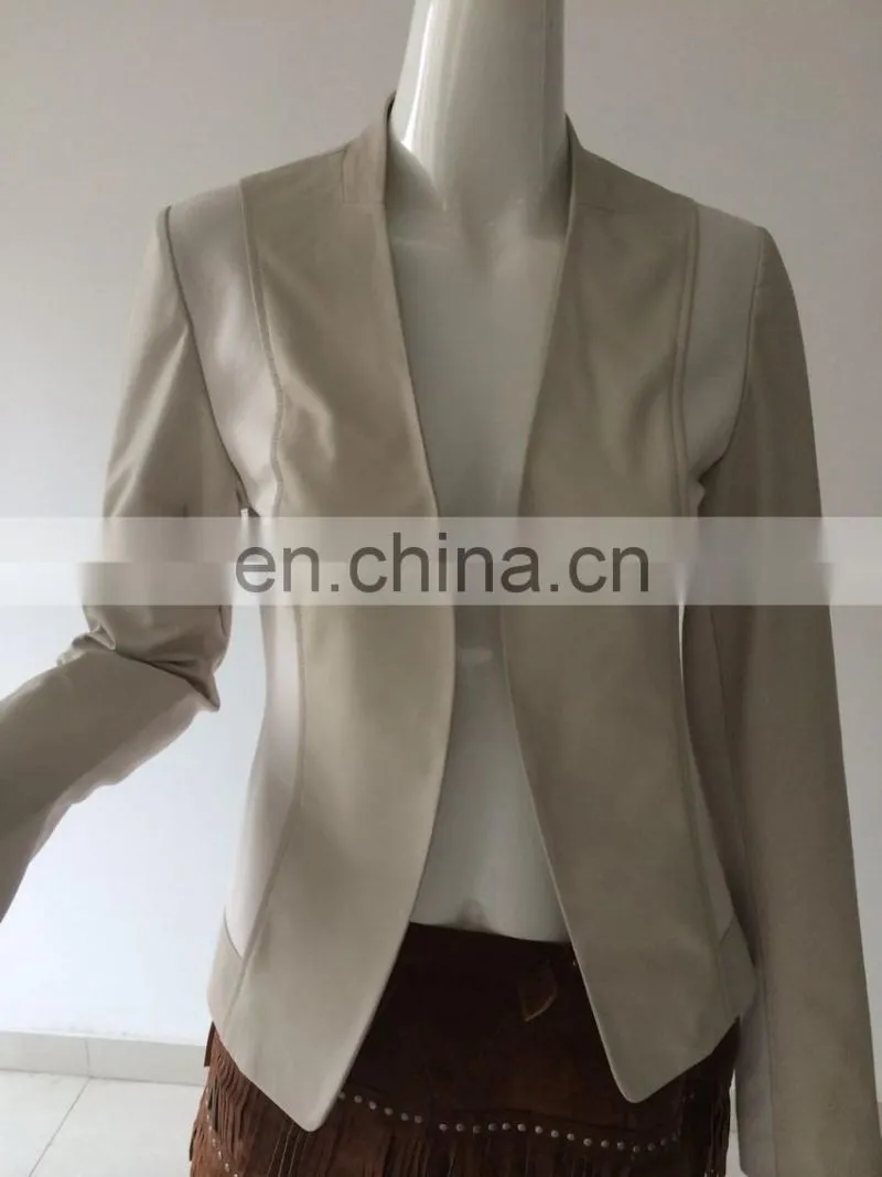 Womens pu leather jacket with knit