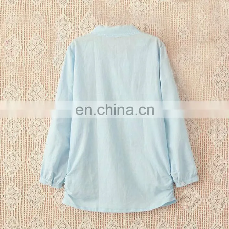 Fashion wome linen blouse deisgn/OEM&ODM fashion linen blouse for ladies