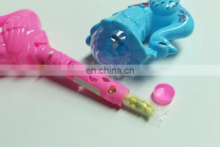 Peacock shape flash stick candy plastic toy container